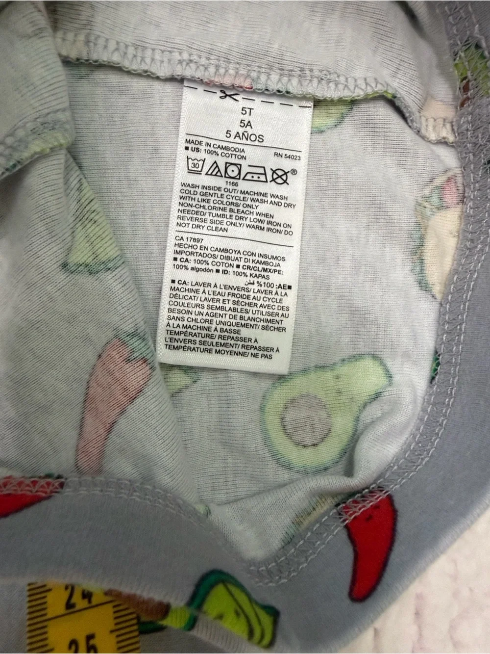 Kids Gray Leggings with Avocado & Taco Print